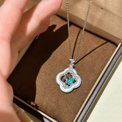 Blue Diamond & Mother-of-Pearl Lattice Pendant Necklace