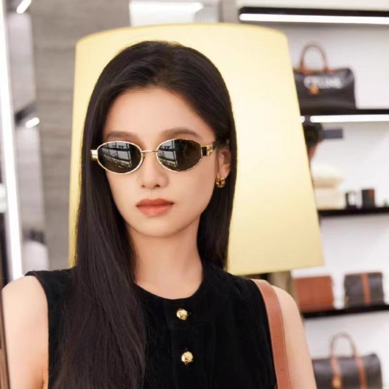 Oval Stylish Metal Frame Sunglasses