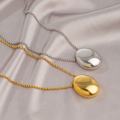 Titanium Steel Oval Pendant Necklace