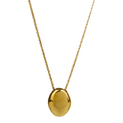 Titanium Steel Oval Pendant Necklace