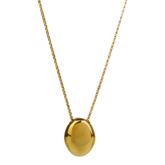 Titanium Steel Oval Pendant Necklace