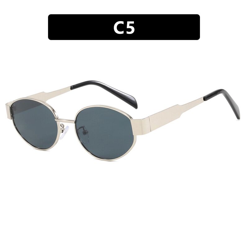 Oval Stylish Metal Frame Sunglasses