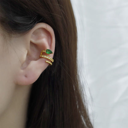 Green Eyed Snake Shaped Clip On Earrings