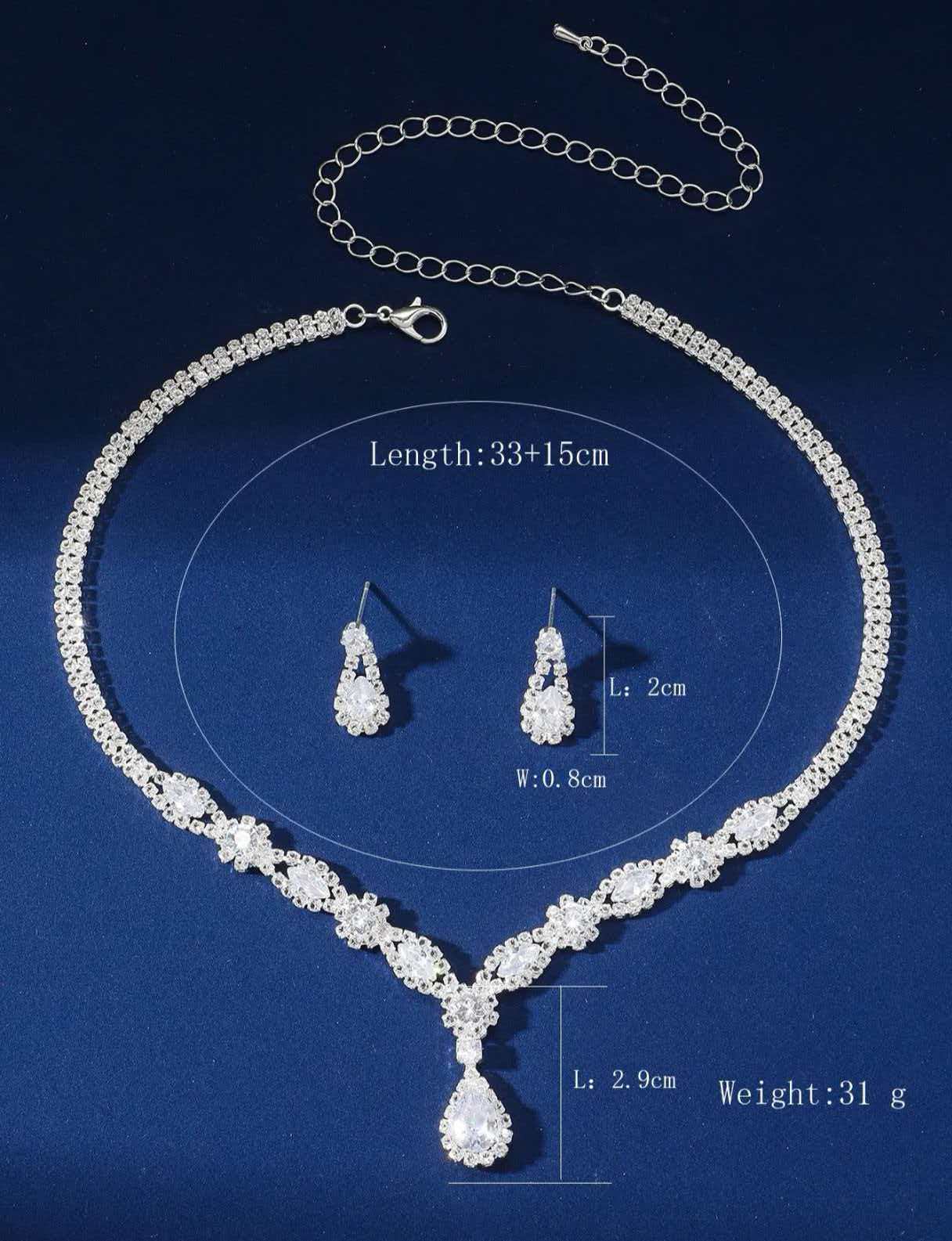 Waterdrop Tassel Necklace and Earrings
