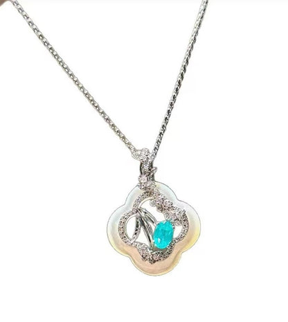 Blue Diamond & Mother-of-Pearl Lattice Pendant Necklace