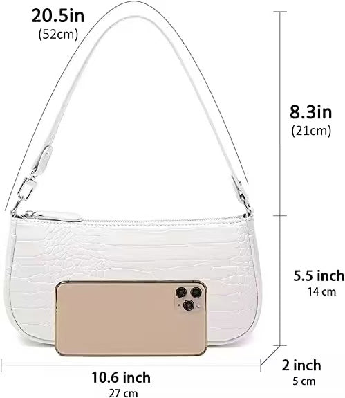 Classic PU Leather Small Shoulder Bag Zipper Clutch Purse