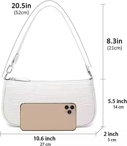 Classic PU Leather Small Shoulder Bag Zipper Clutch Purse