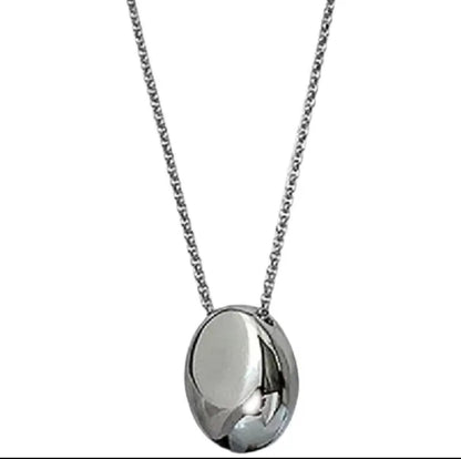 Titanium Steel Oval Pendant Necklace