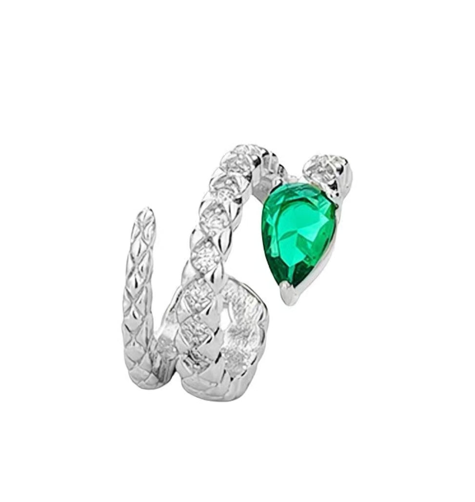 Green Eyed Snake Shaped Clip On Earrings