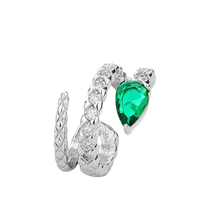 Green Eyed Snake Shaped Clip On Earrings