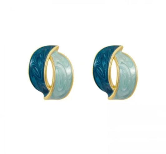 French Retro Blue Stud Earrings
