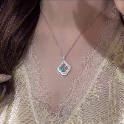 Blue Diamond & Mother-of-Pearl Lattice Pendant Necklace