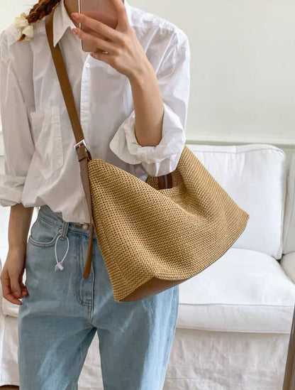 Natural Straw Weaving Tote Bag