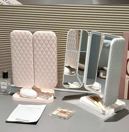 LED Tri-Fold Desktop Makeup Mirror