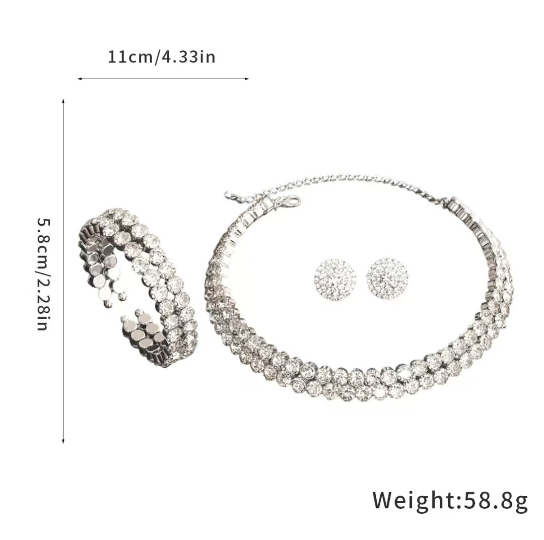 Three-piece Set of Necklace, Earrings and Bracelet