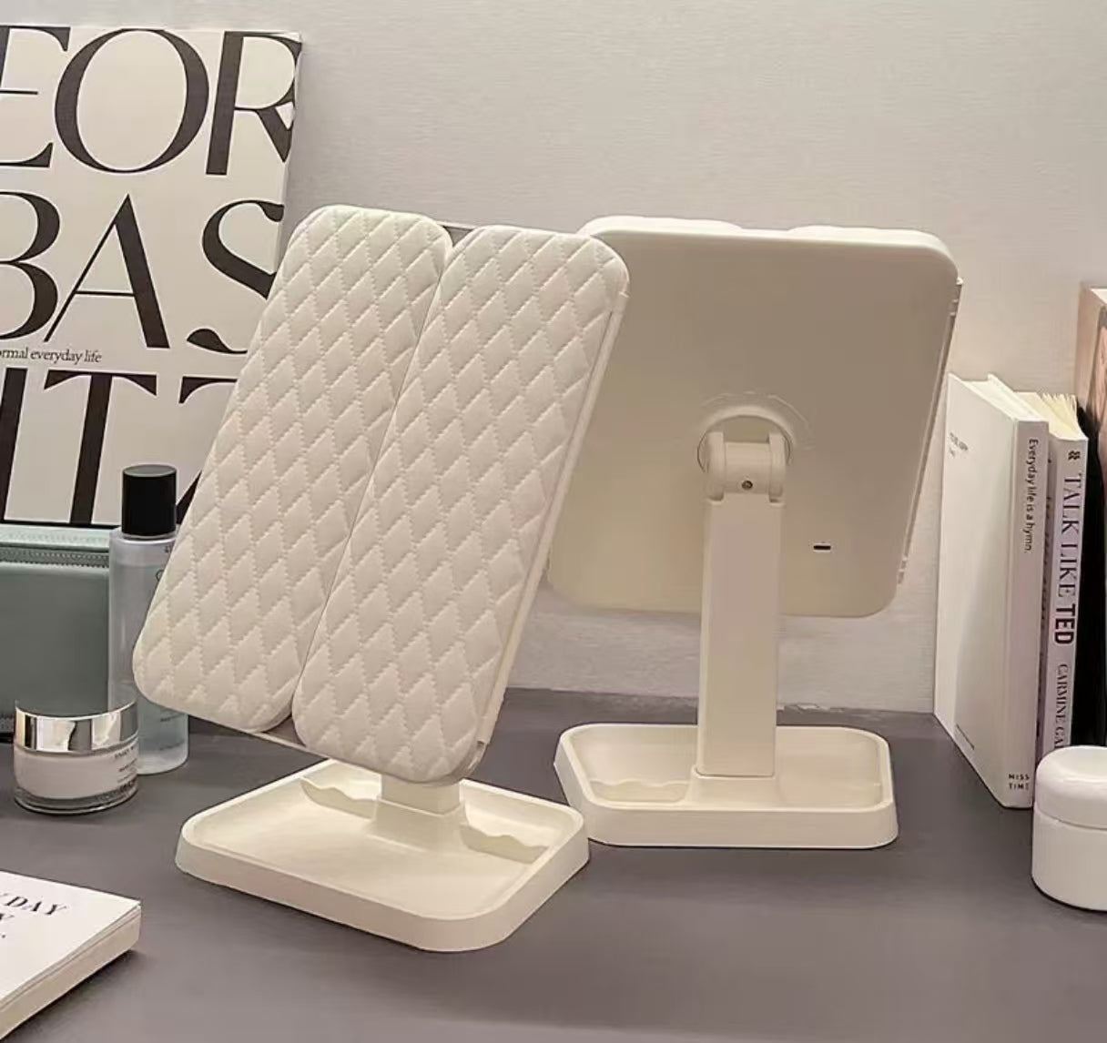 LED Tri-Fold Desktop Makeup Mirror