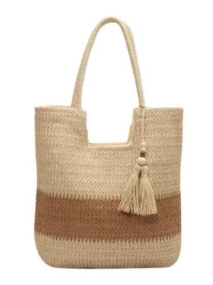 Women's Large Straw Canvas Bag