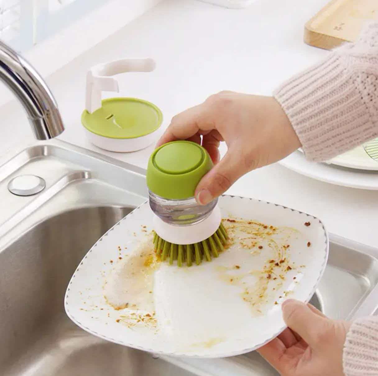 Soap-dispensing Lazy Dish Brush