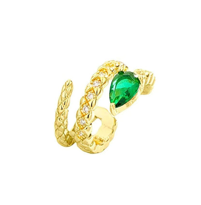 Green Eyed Snake Shaped Clip On Earrings