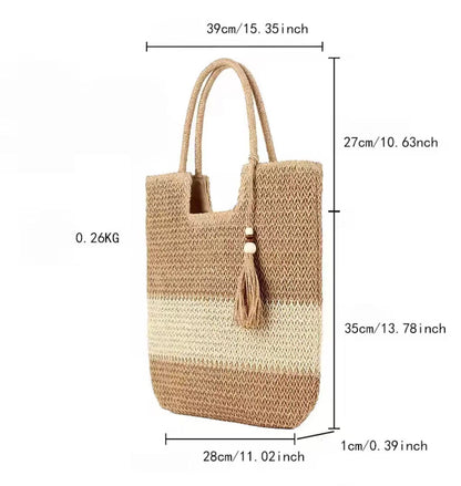 Women's Large Straw Canvas Bag