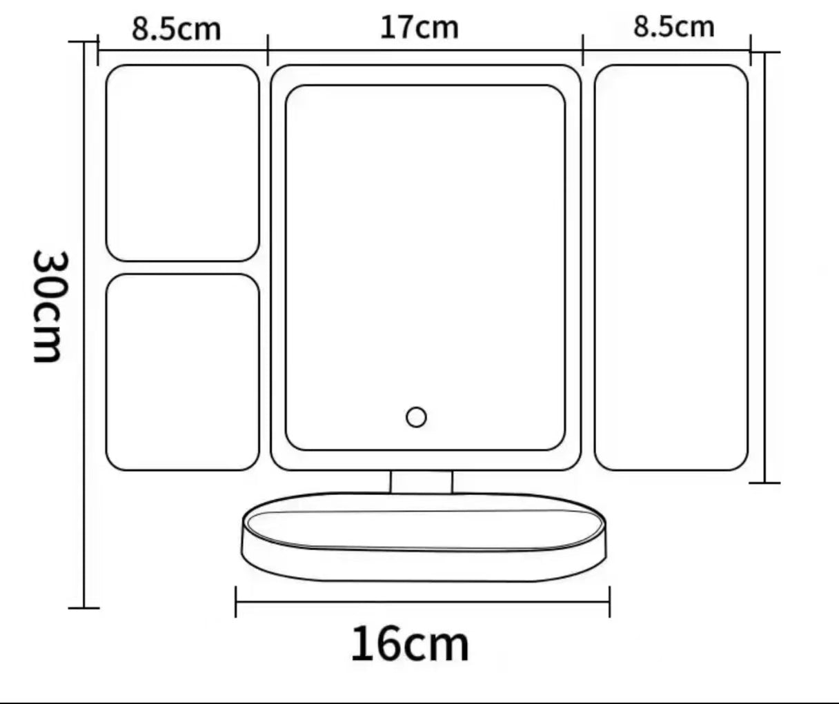 LED Tri-Fold Desktop Makeup Mirror