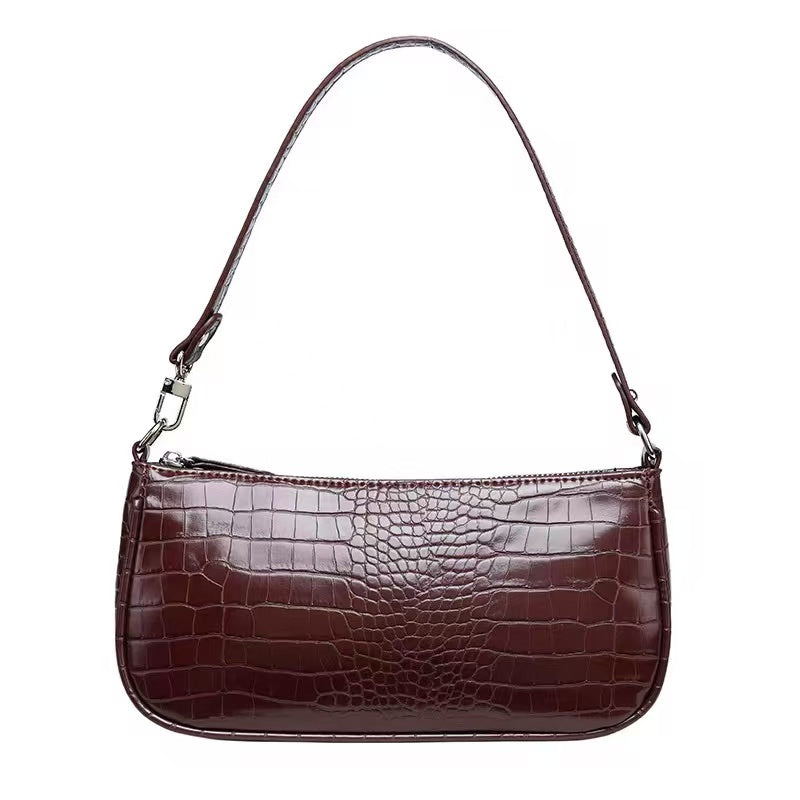 Classic PU Leather Small Shoulder Bag Zipper Clutch Purse