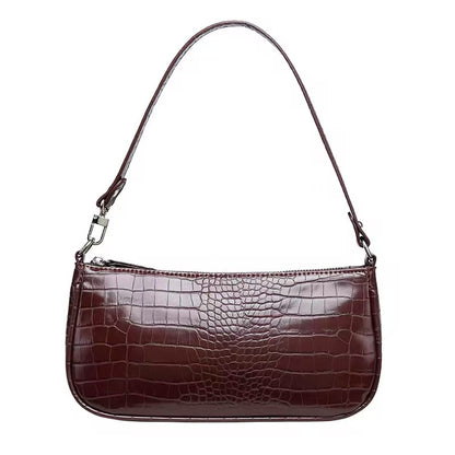 Classic PU Leather Small Shoulder Bag Zipper Clutch Purse
