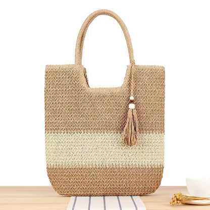 Women's Large Straw Canvas Bag
