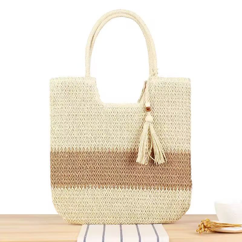 Women's Large Straw Canvas Bag
