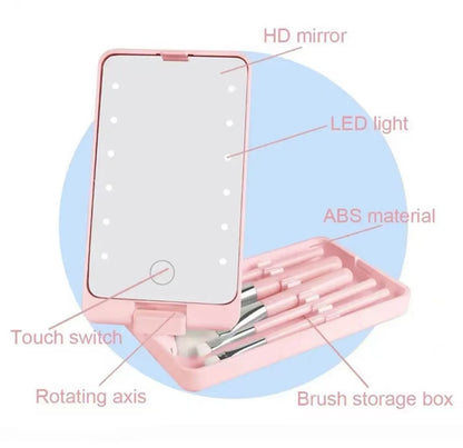 Makeup Mirror and Makeup Brush Set