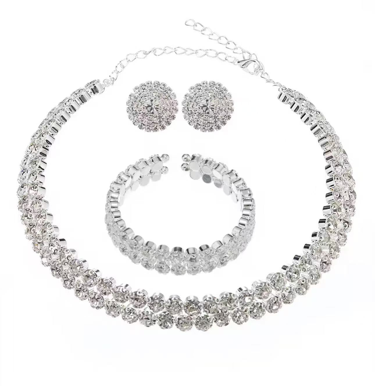 Three-piece Set of Necklace, Earrings and Bracelet