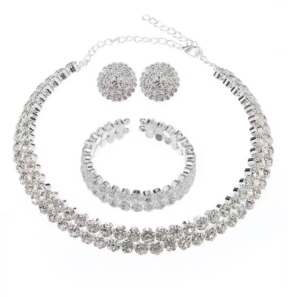 Three-piece Set of Necklace, Earrings and Bracelet