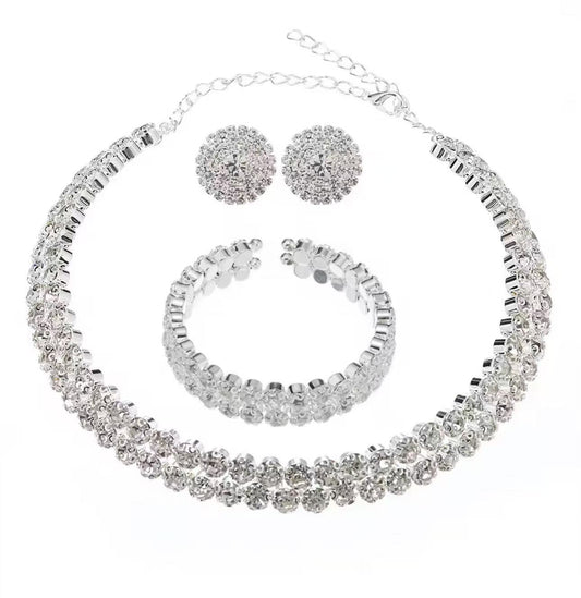 Three-piece Set of Necklace, Earrings and Bracelet