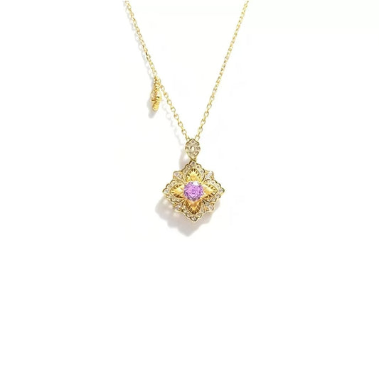 Four-Petal Flower Rhinestone Necklace