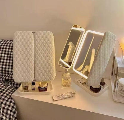 LED Tri-Fold Desktop Makeup Mirror