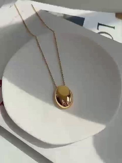 Titanium Steel Oval Pendant Necklace