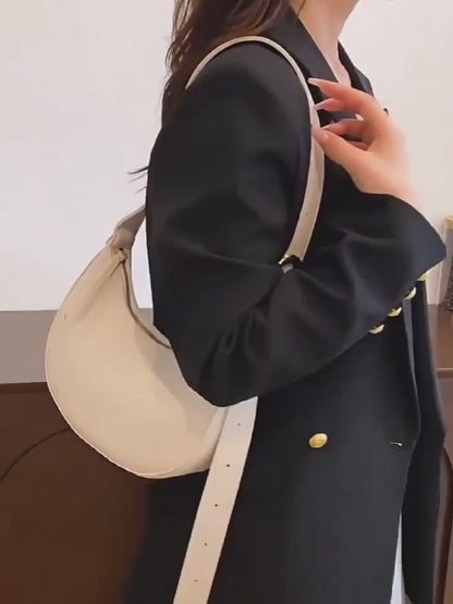 Elegant Soft PU Apricot Moon Bag Decorated