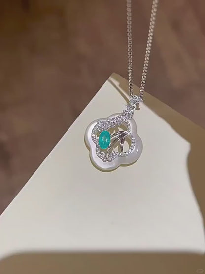 Blue Diamond & Mother-of-Pearl Lattice Pendant Necklace