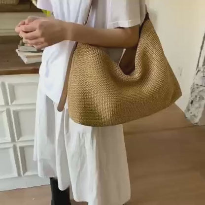Natural Straw Weaving Tote Bag