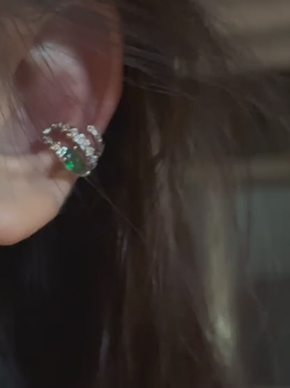 Green Eyed Snake Shaped Clip On Earrings