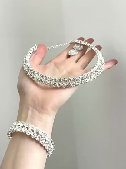 Three-piece Set of Necklace, Earrings and Bracelet
