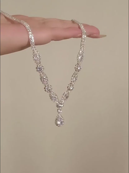 Waterdrop Tassel Necklace and Earrings