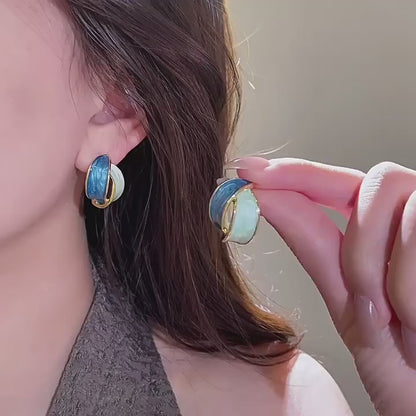 French Retro Blue Stud Earrings